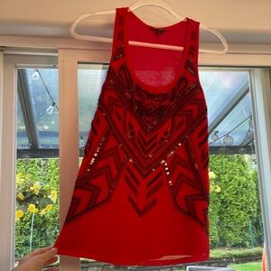 Sexy red and black beaded express tank top